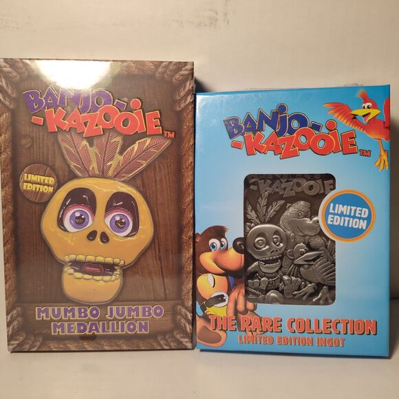 Banjo Kazooie & Mumbo Jumbo Metal Medallion Figurines Limited Edition Set Of 2
